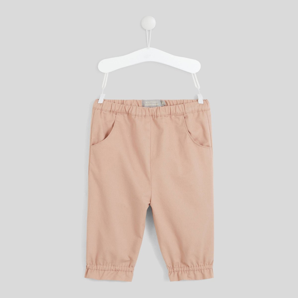 Sarouel à poches uni en coton babyblush, BOUT'CHOU
