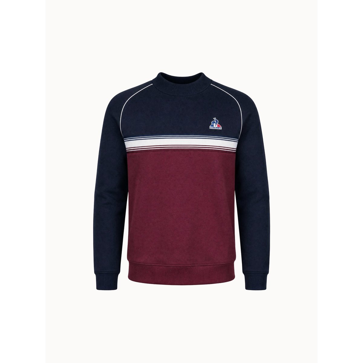 Sweat col montant en double face colorblock Tricolores bleu marine, LE COQ SPORTIF