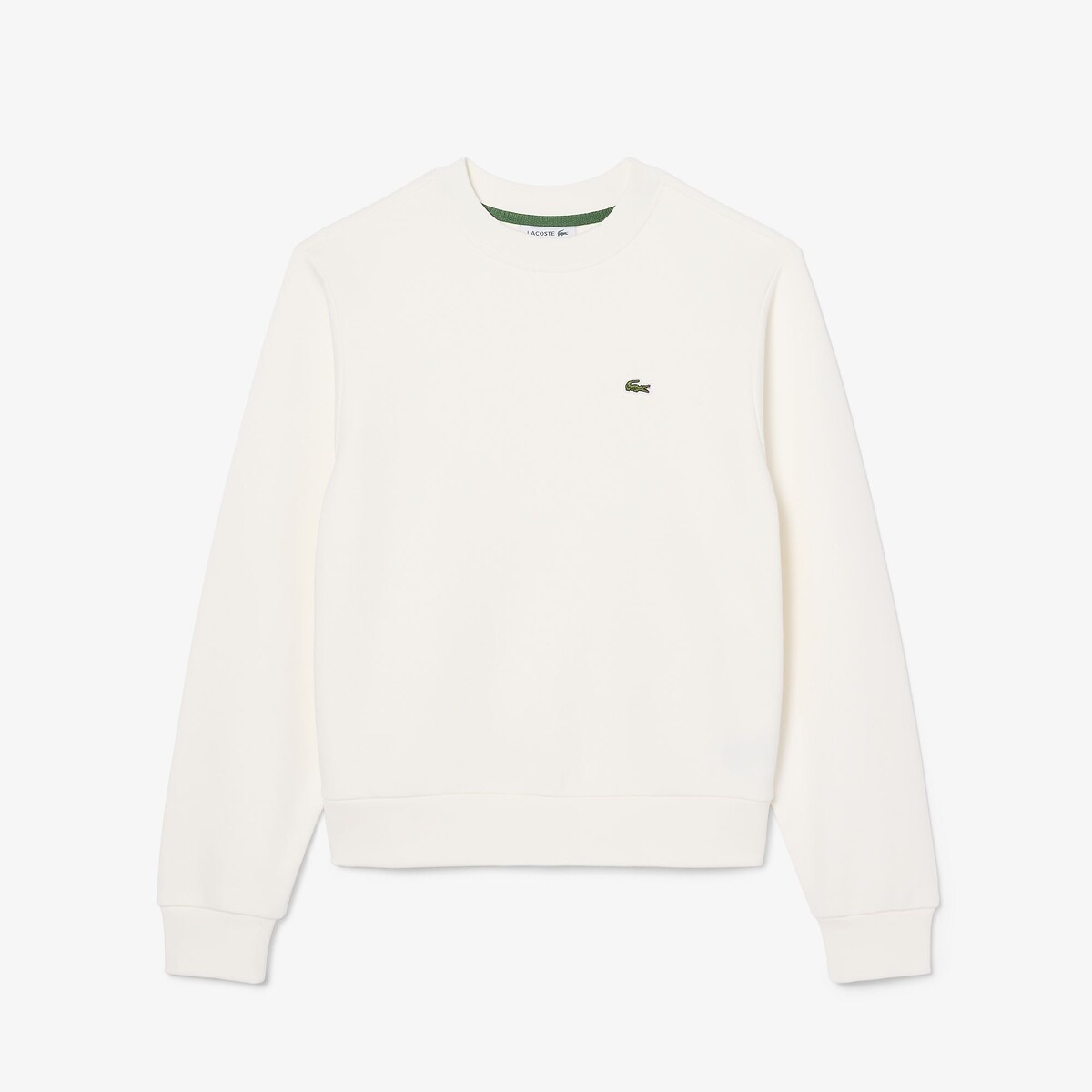 Felpa girocollo con logo ecru , LACOSTE