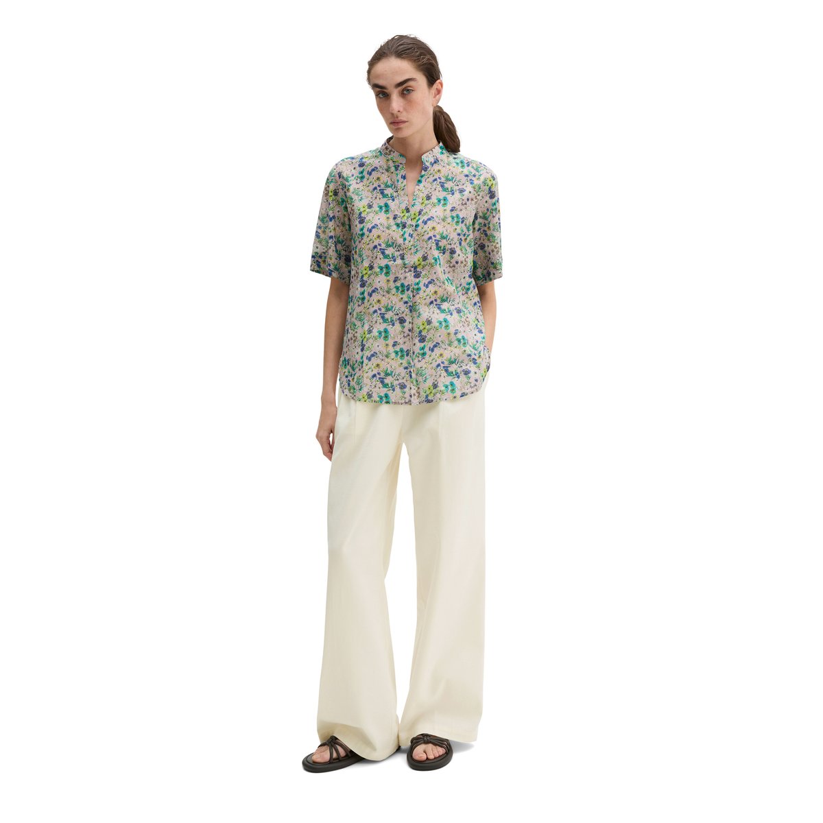 Blouse relaxed en voile de coton imprimé rose, MARC O'POLO