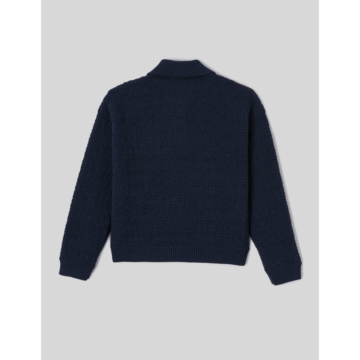 Gilet boutonné col polo bleu foncé, BZB