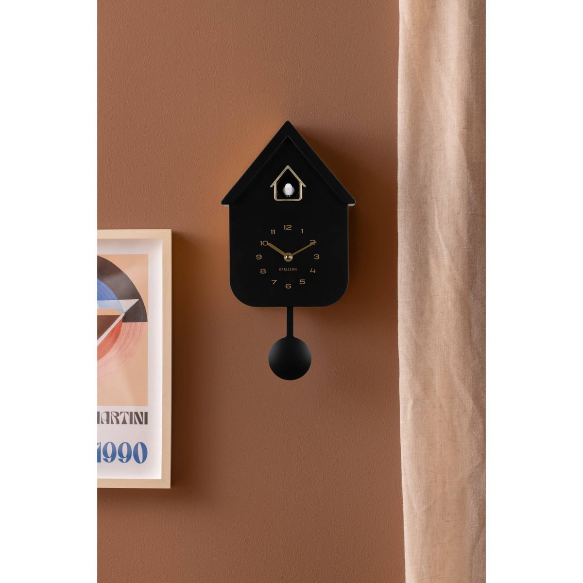 Horloge Murale Plastique SOLO COLOR CUCKOO noir, KARLSSON