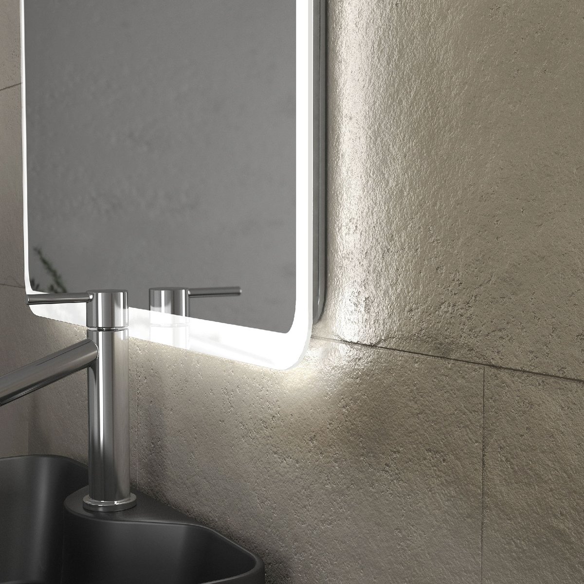 Meuble de salle bains avec vasque et miroir au style authentique naturel, HOME MAISON