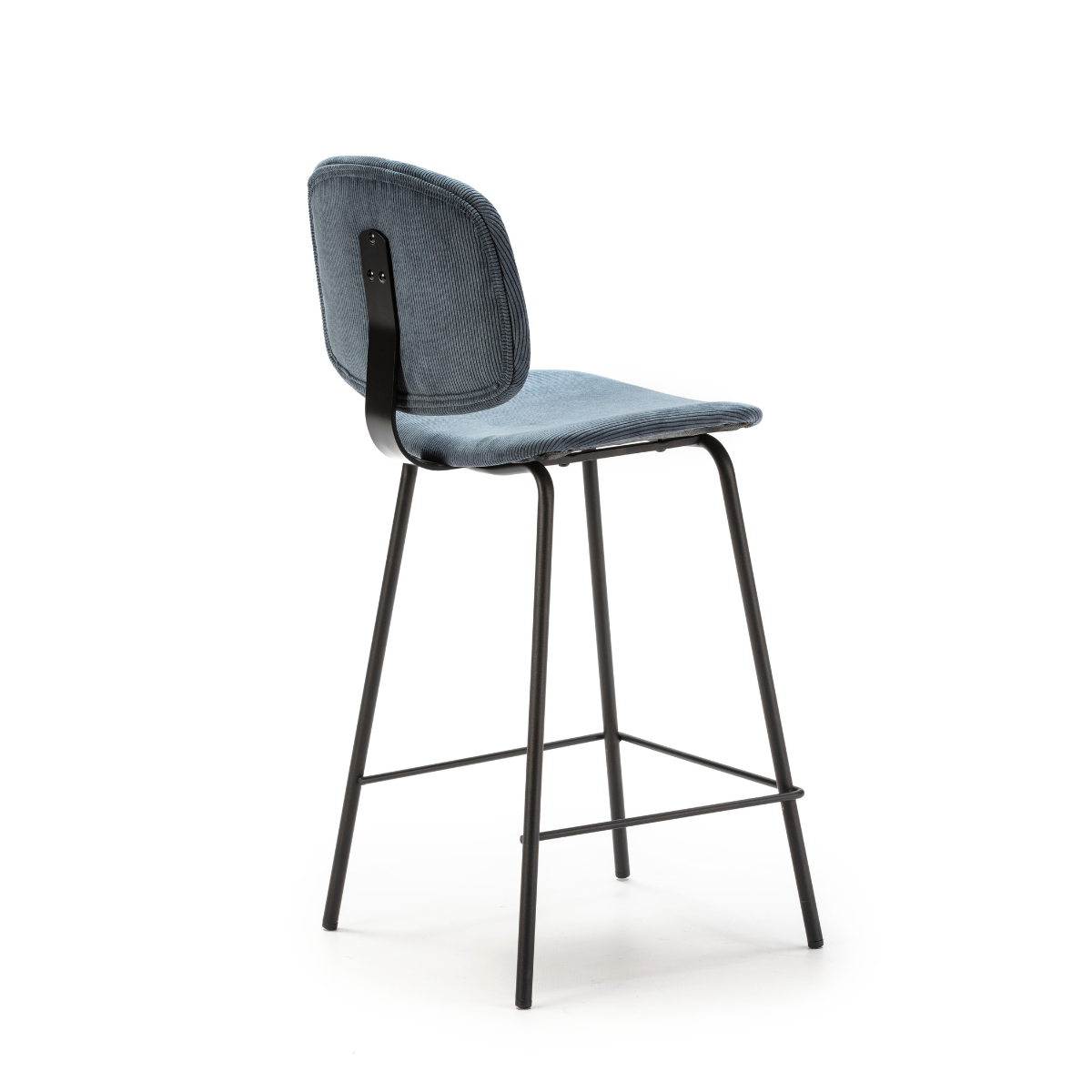 Lot de 2 tabourets en velours côtelé avec pieds en métal noir H65 cm - ARUS bleu, CALICOSY