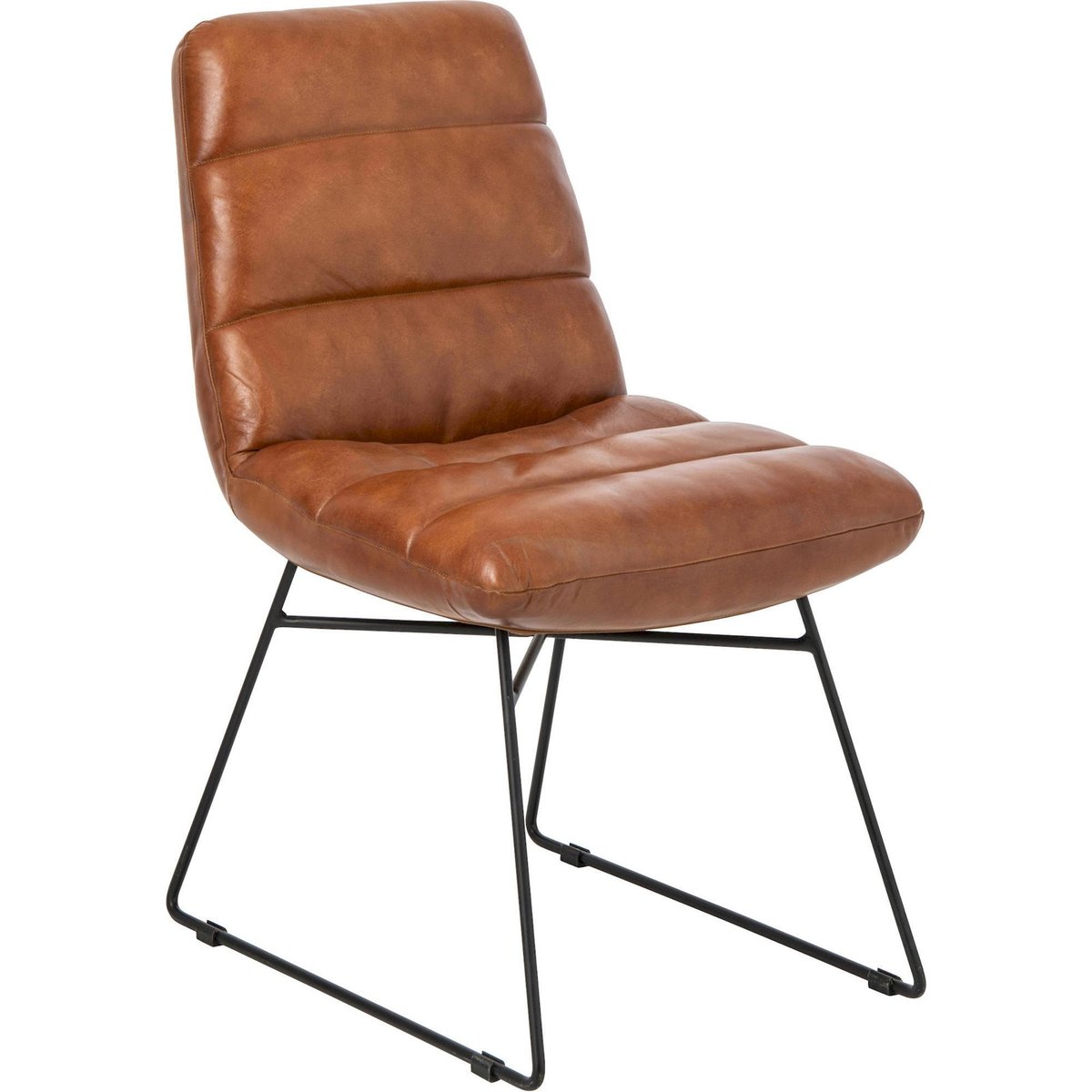 Chaise en cuir style atelier camel, RECOLLECTION