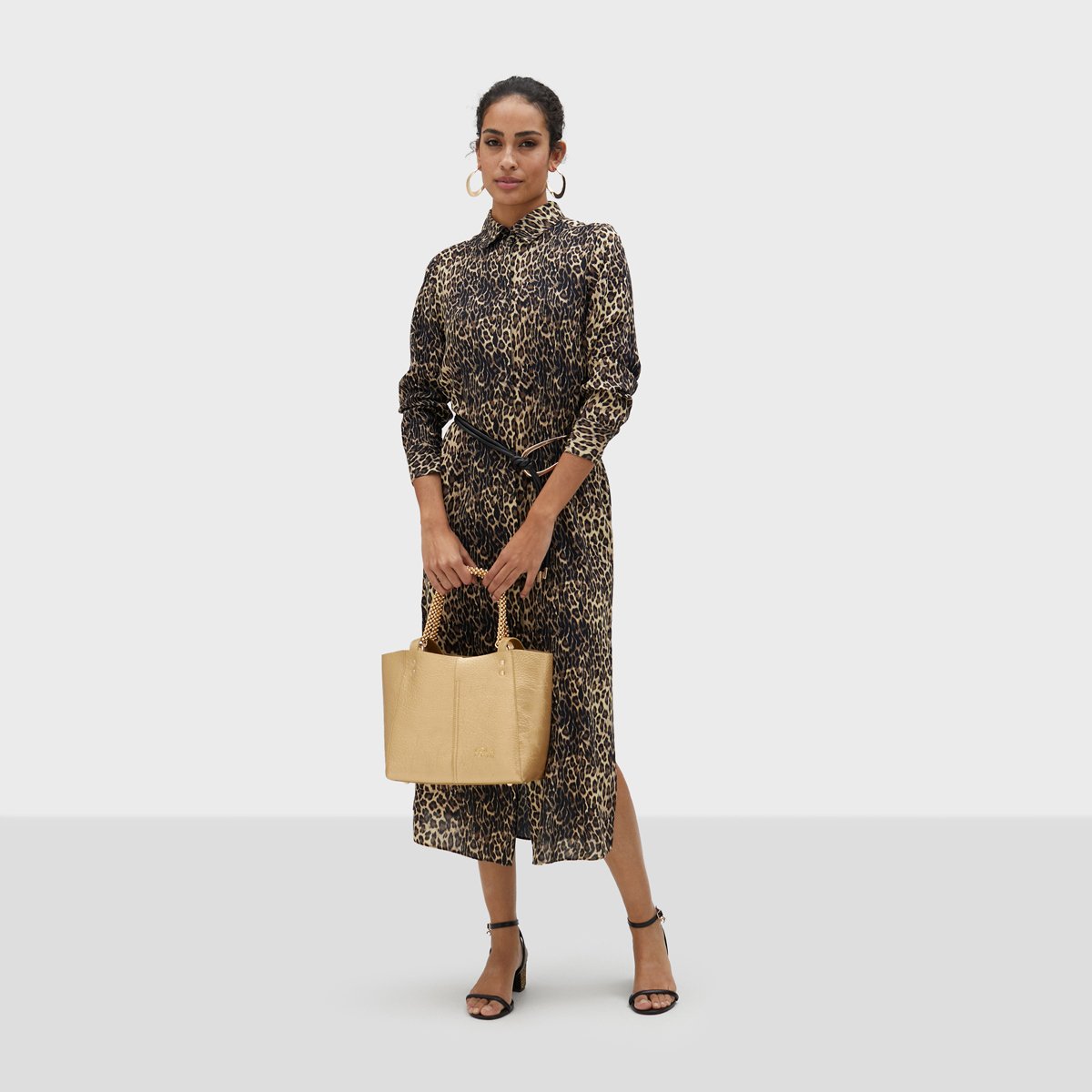 Robe chemise longue en col à revers léopard, LOLA CASADEMUNT