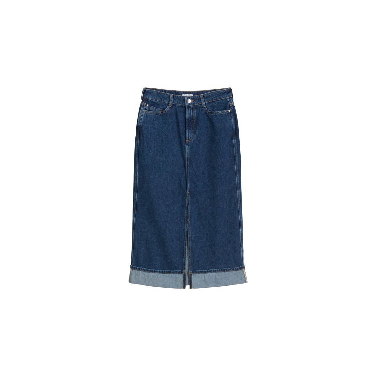 Maxi-jupe en jean regular en denim rigide sans élasthanne bleu foncé, MARC O’POLO DENIM