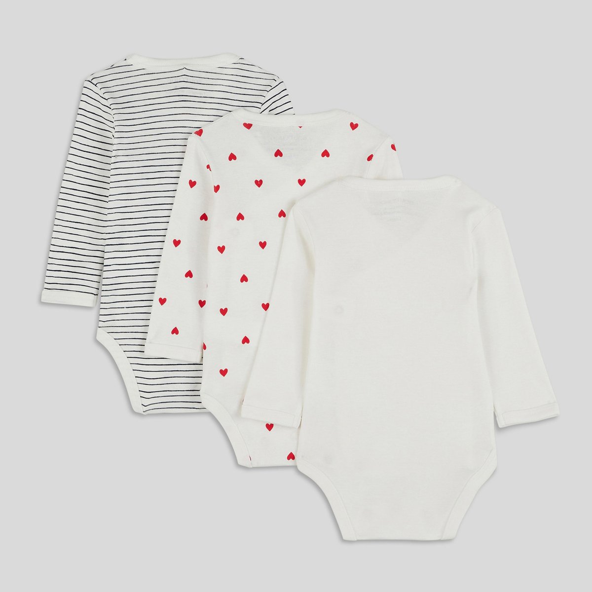 Lot de 3 bodies manches longues imprimé en coton BIO ecru, BOUT'CHOU
