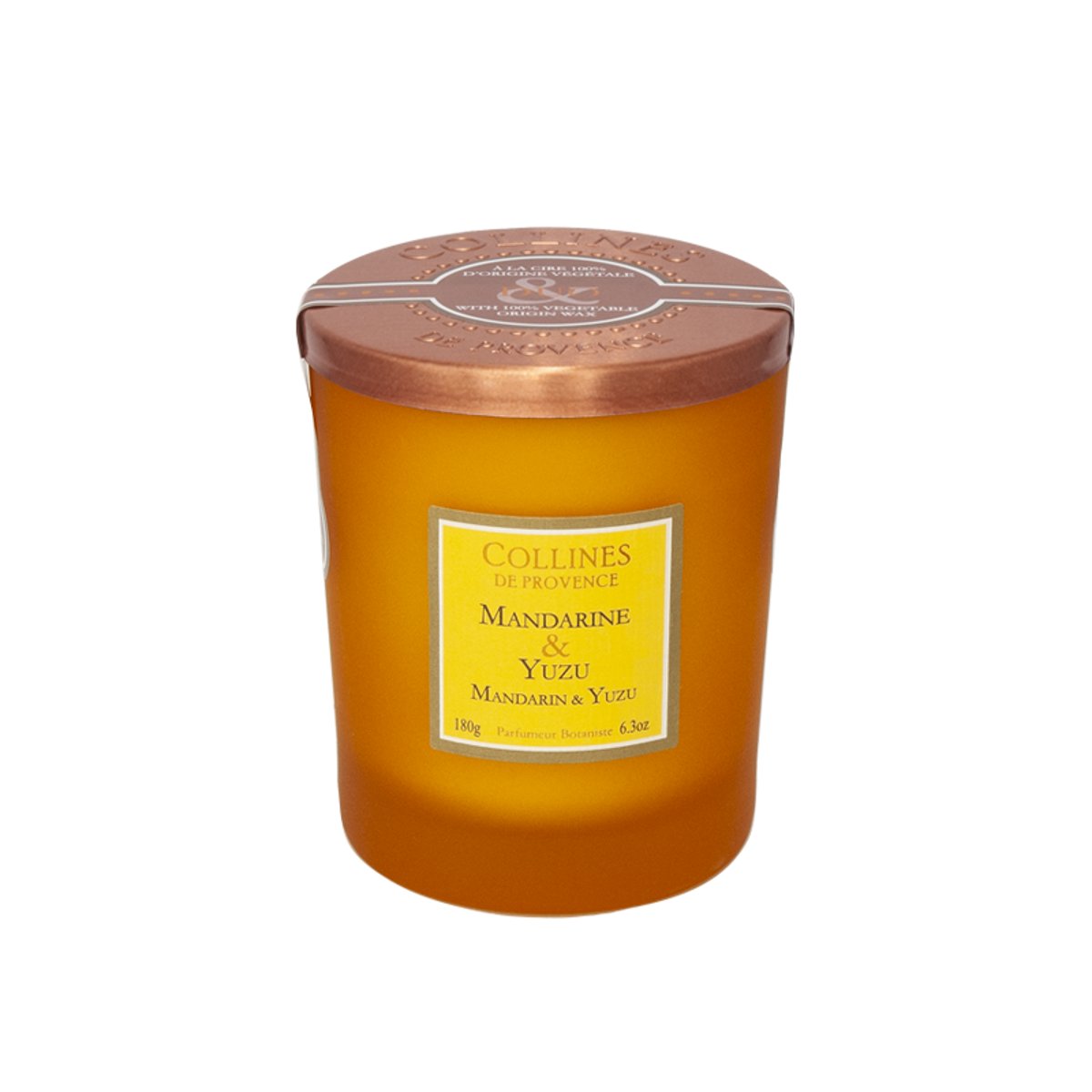 Bougie Parfumée Colorée  MANDARINE & YUZU orange, COLLINES DE PROVENCE