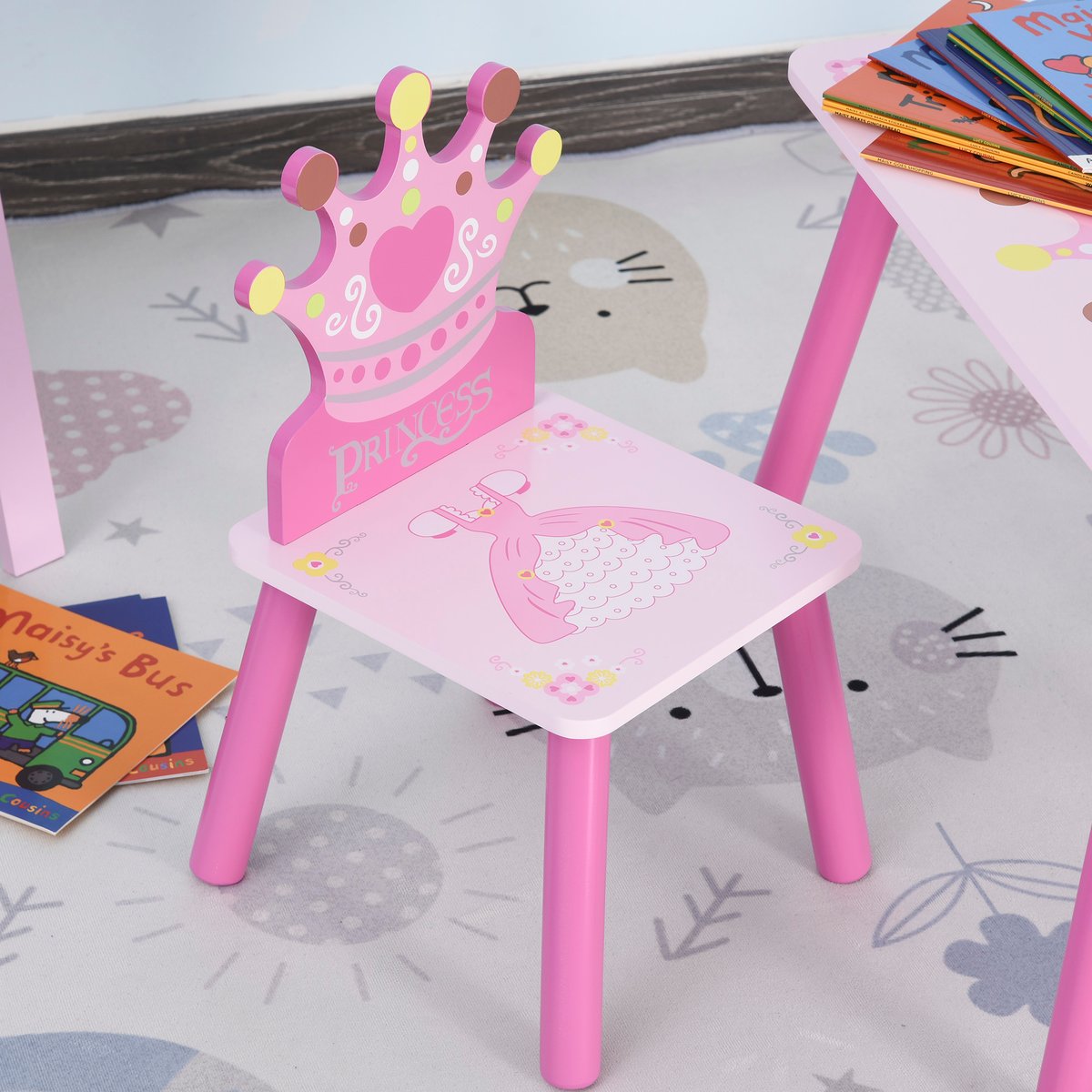 Ensemble table et chaises pour enfants MDF rose, HOMCOM