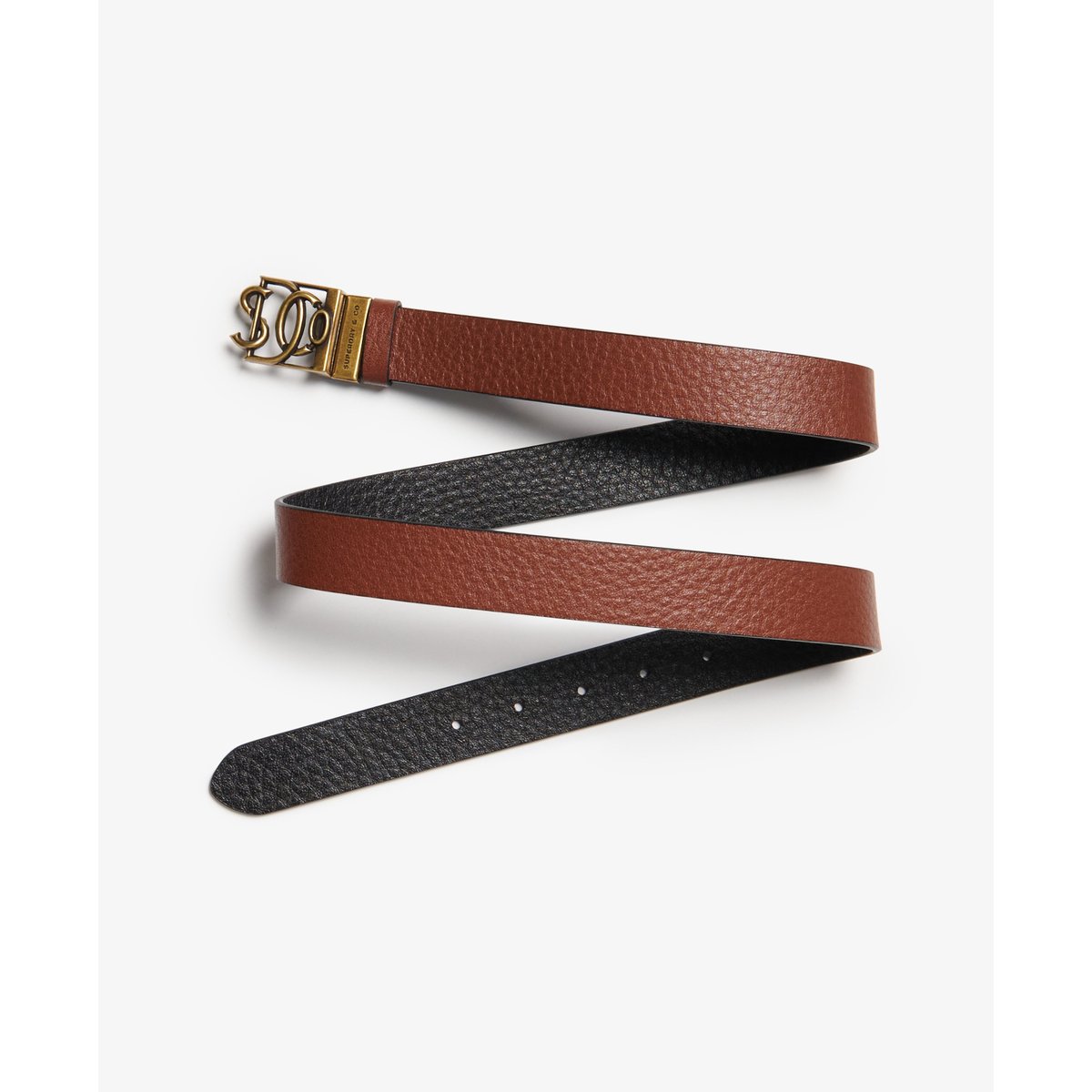 Ceinture en Cuir Monogram brun huile d'argan/noir, SUPERDRY