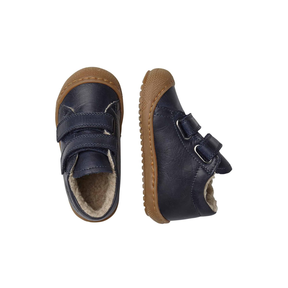 Chaussons Premiers Pas, Doublés En Laine Racoon Vl marine, NATURINO