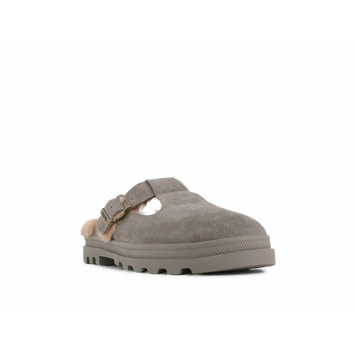 Sabots cuir suédé Dunelite Pyla Warm gris, PALLADIUM