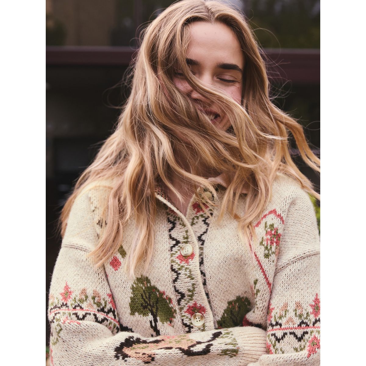 Cardigan en tricot cheval rose/crème, NEXT