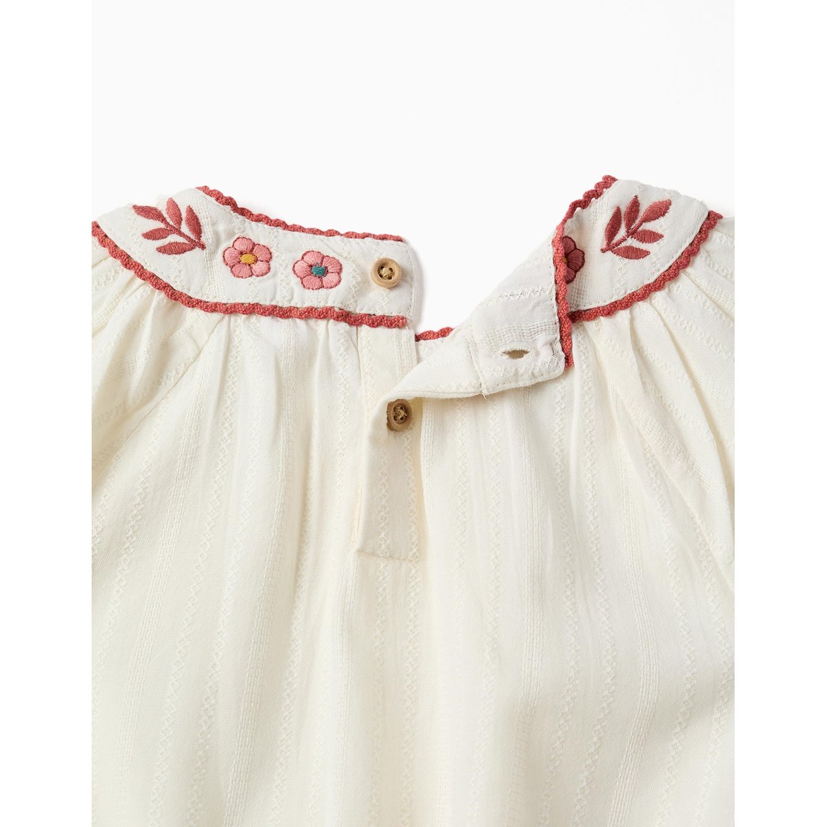 Blouse en coton à manches longues avec col brodé blanc, ZIPPY