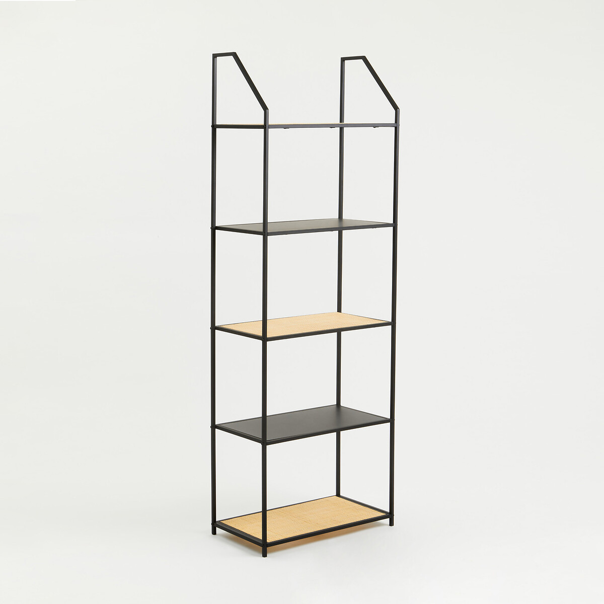 Ranji Rattan and Metal 5-Tier Shelving Unit black, SO'HOME