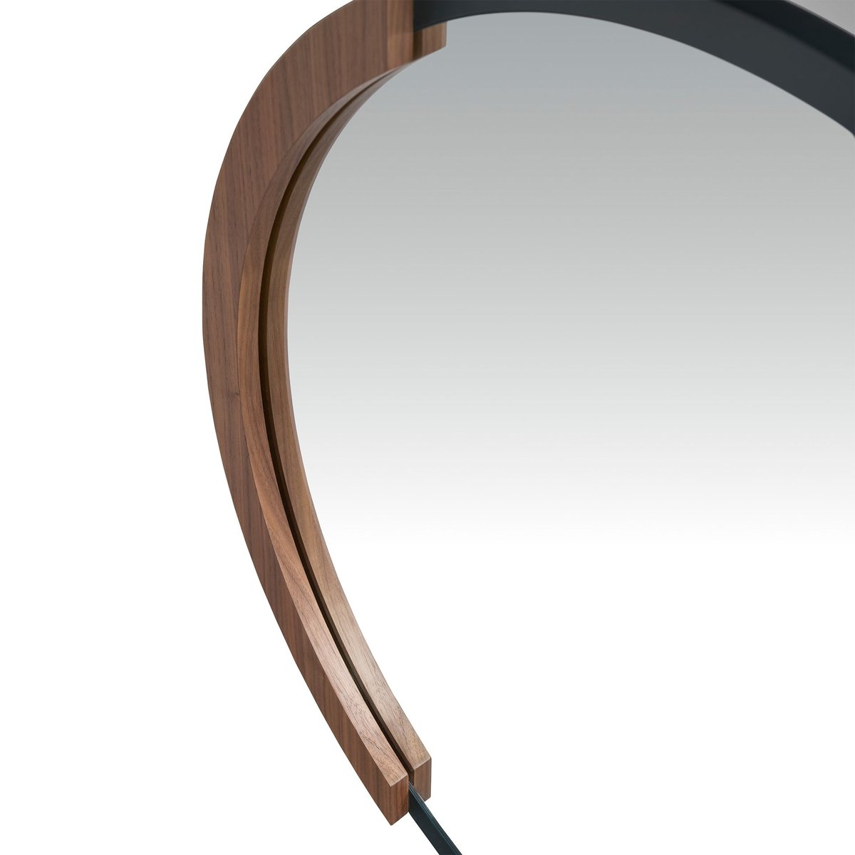 Miroir mural rond bois noyer | noir, ANGEL CERDA