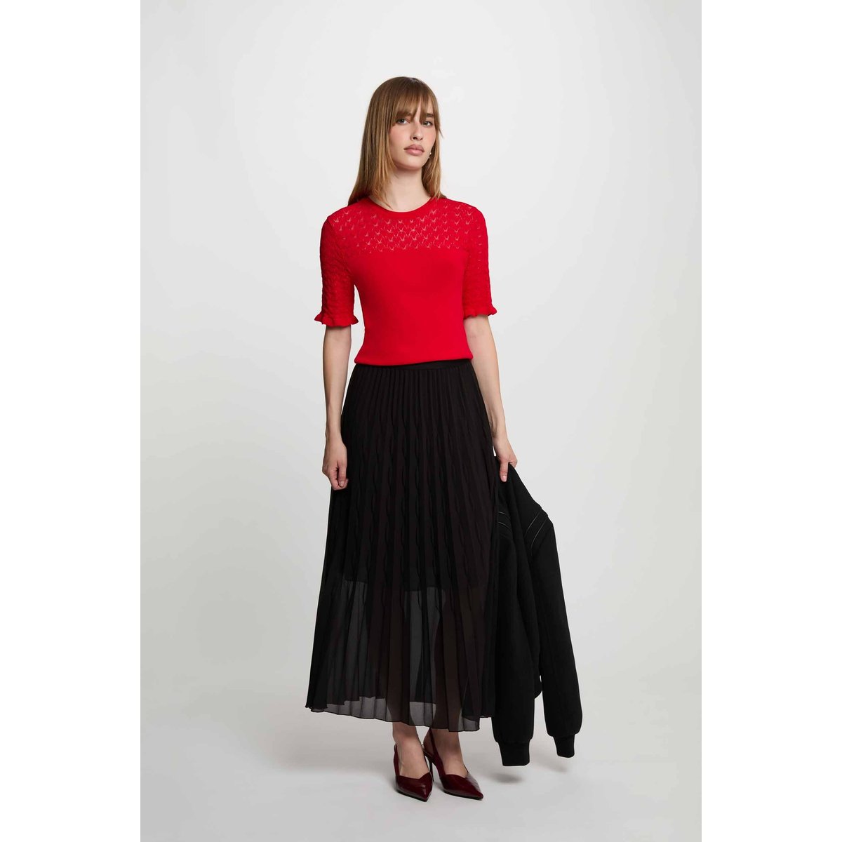 Pull manches courtes rouge, MORGAN