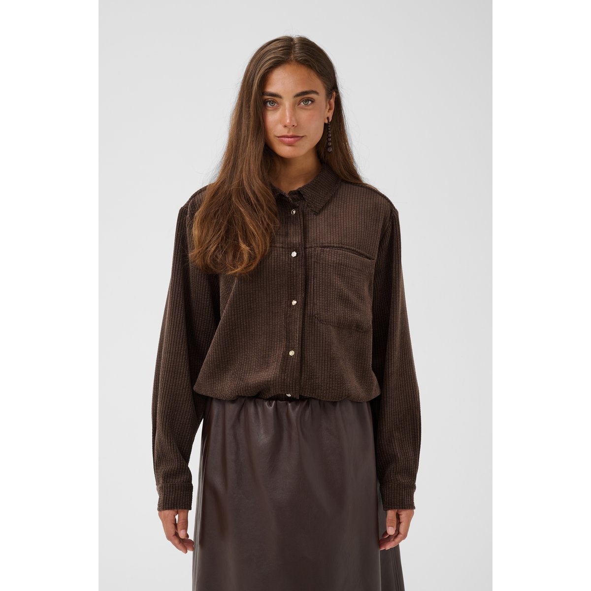 Chemise à manches longues marron coffee bean, CULTURE