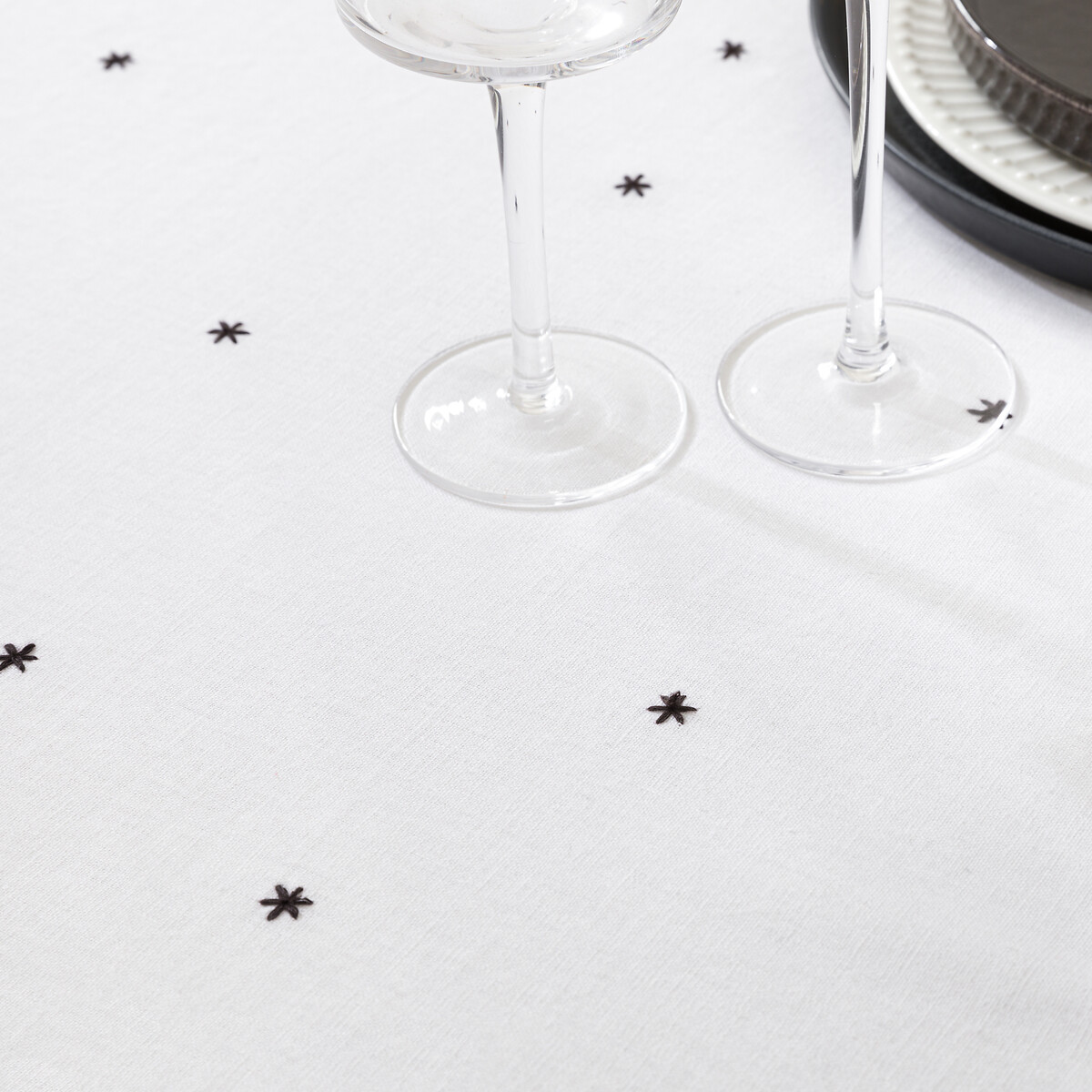 Nappe brodée lin/coton lavé, Festive blanc, LA REDOUTE INTERIEURS