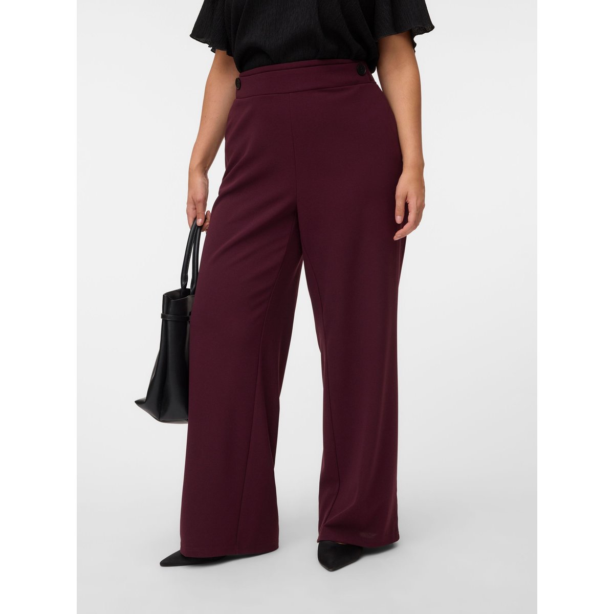 Pantalon À Jambe Large rouge - winetasting 1, VERO MODA