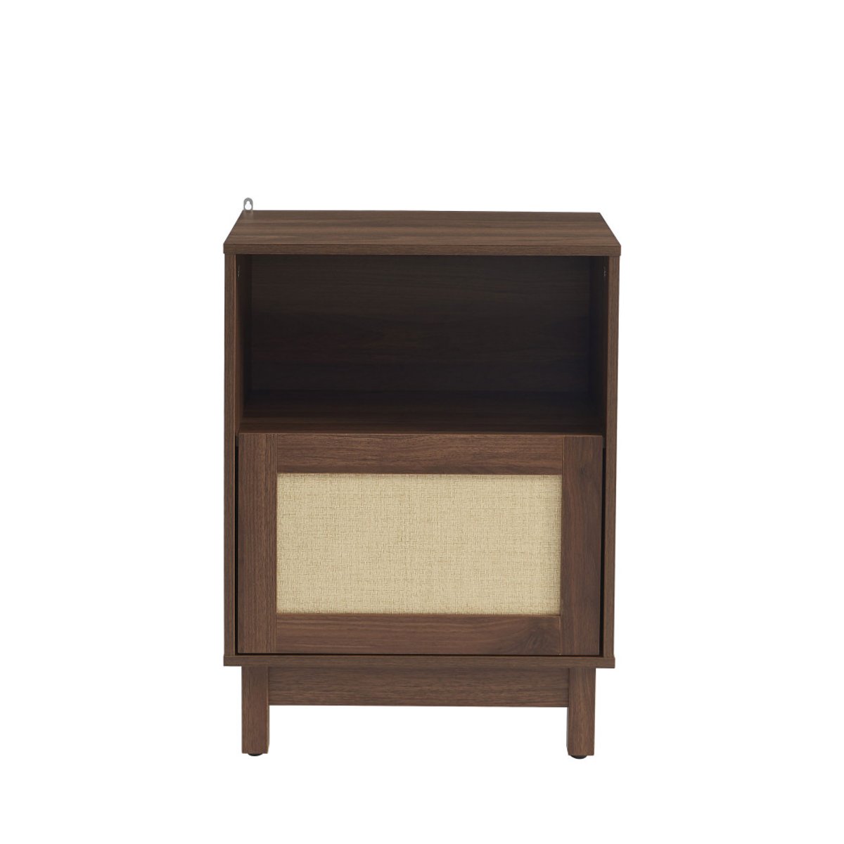 Table de chevet 1 porte en bois et cannage- ESTELA bois foncé, DRAWER