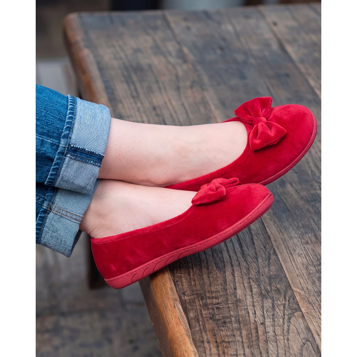 Chaussons Ballerines rouge, ISOTONER