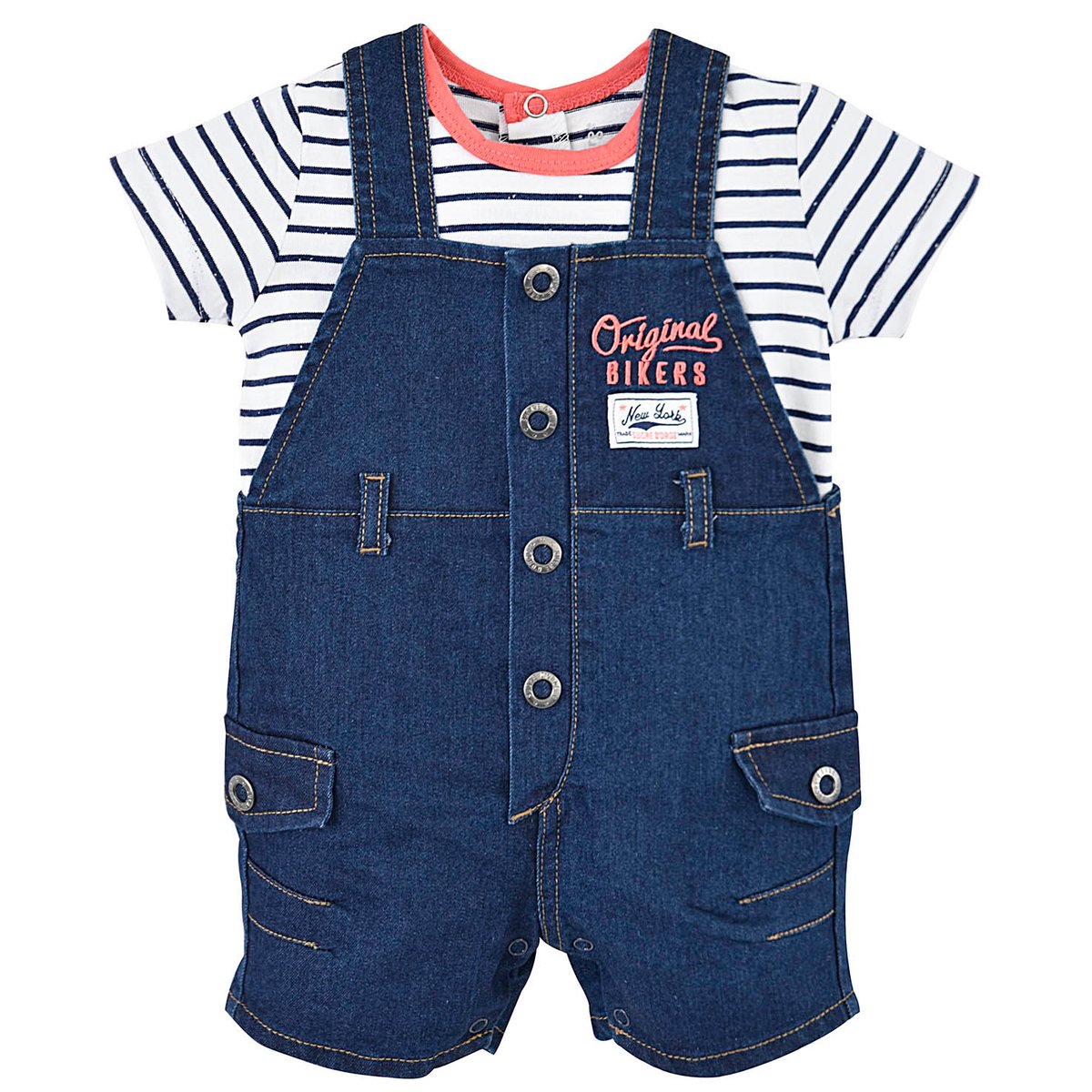 Ensemble salopette bebe garcon bleu, SUCRE D'ORGE