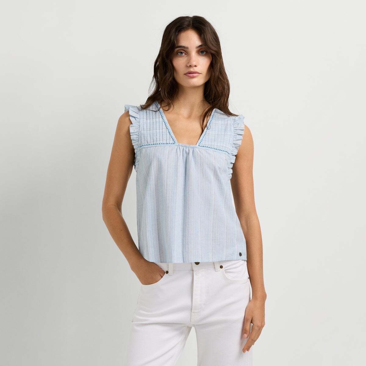 Blouse Fluide À Rayures bleu mer tempête, PEPE JEANS