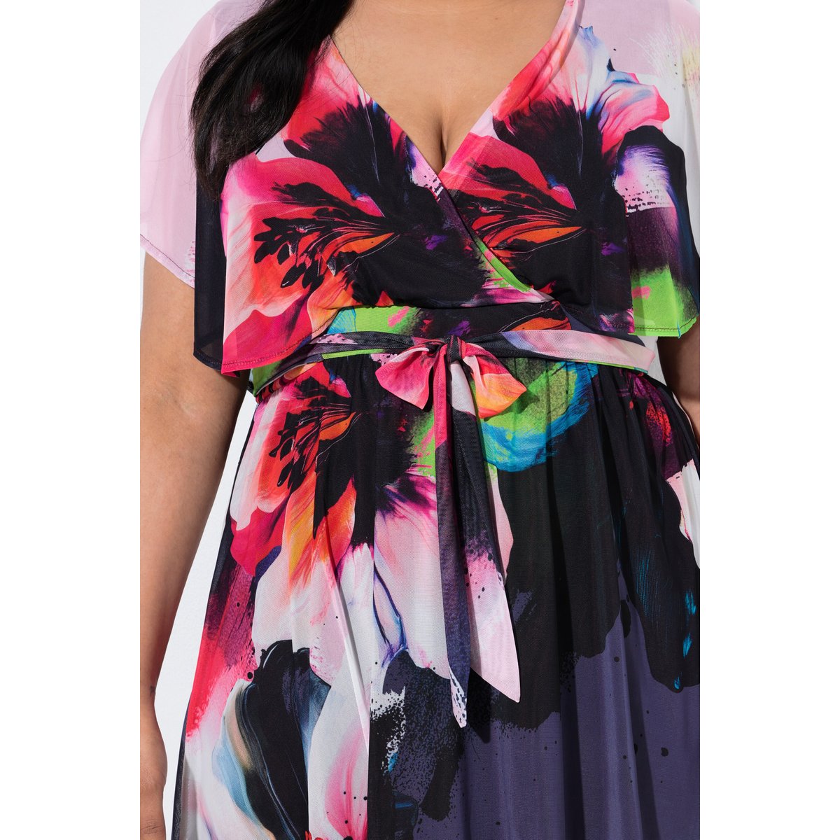 Tunique avec voile en mousseline aubergine, ULLA POPKEN