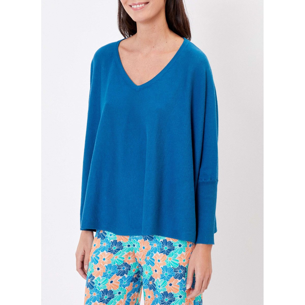 Pull oversize maille uni LANA bleu canard, LA FIANCÉE