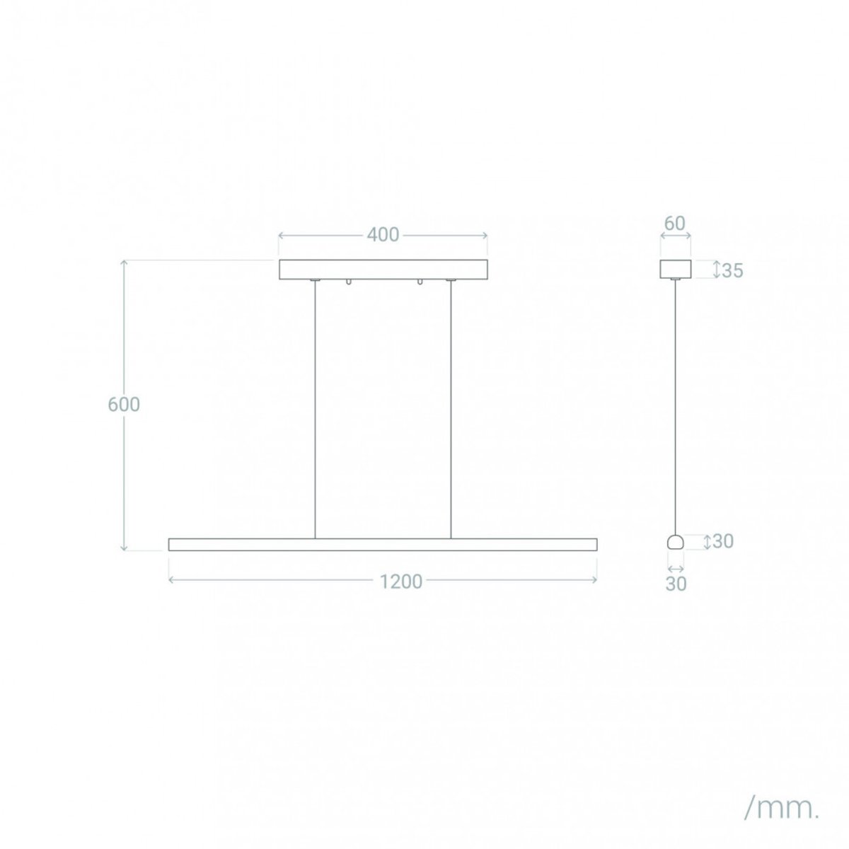 Suspension linéaire en aluminium L120cm- LUMAE bois clair, DRAWER