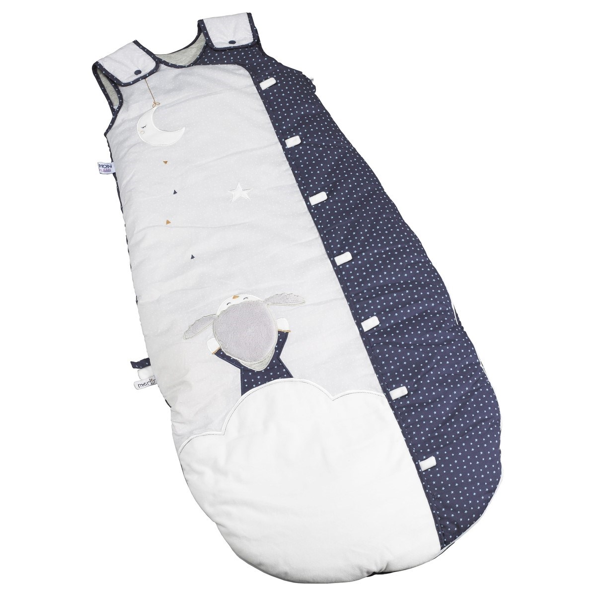 Gigoteuse en coton perle et nuit gris/bleu, SAUTHON