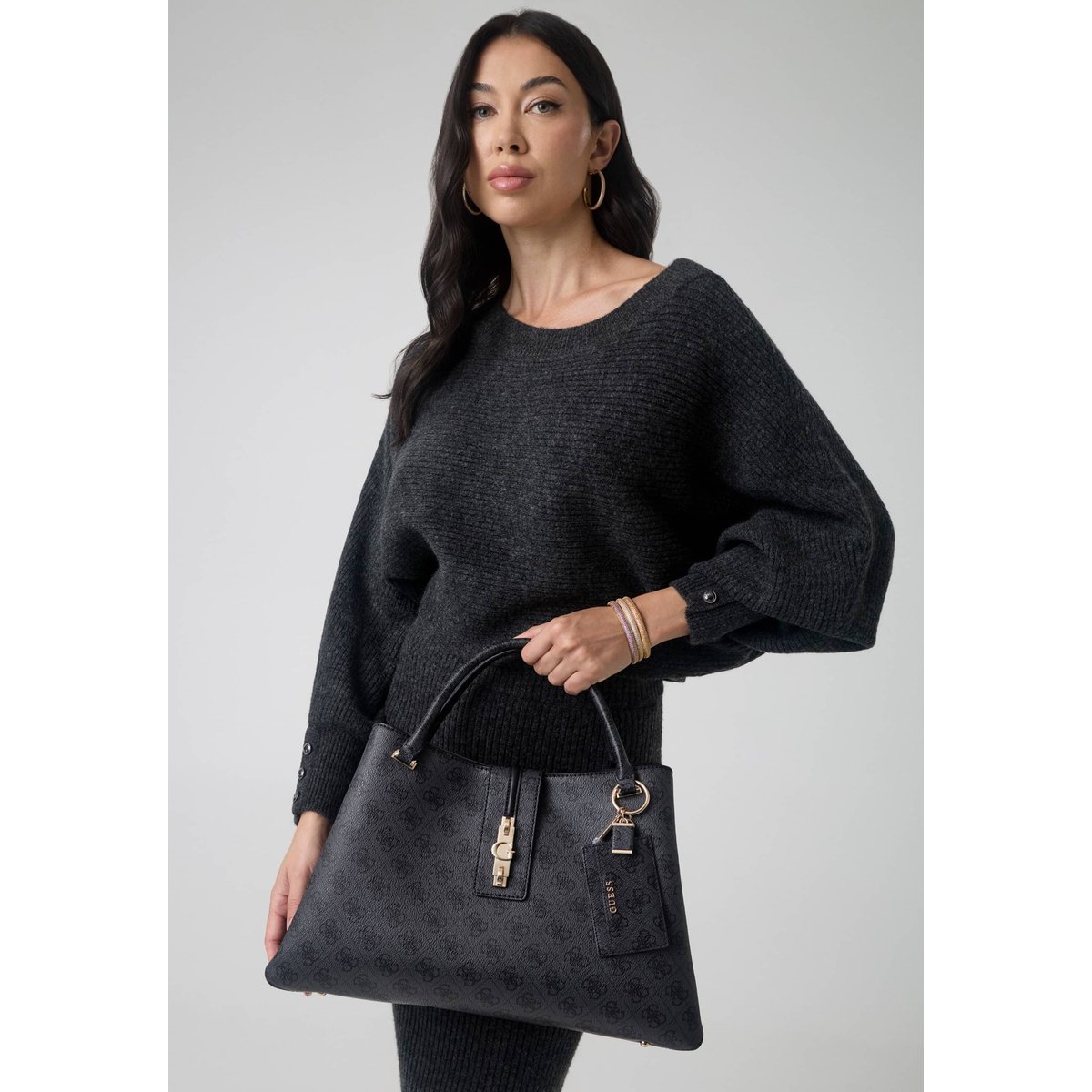 Sac Tote Avec Logo Yvonne gris, GUESS