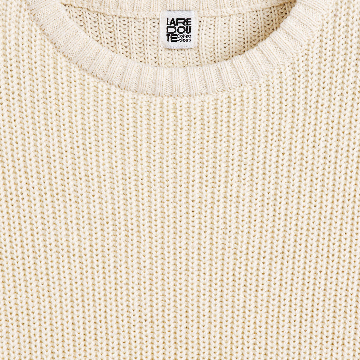 Trui met ronde hals in grof tricot ecru, LA REDOUTE COLLECTIONS