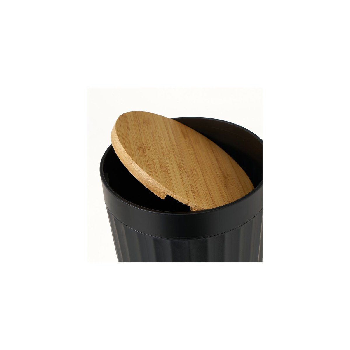 Poubelle de salle de bain en plastique noir et bambou - 5L noir, WADIGA
