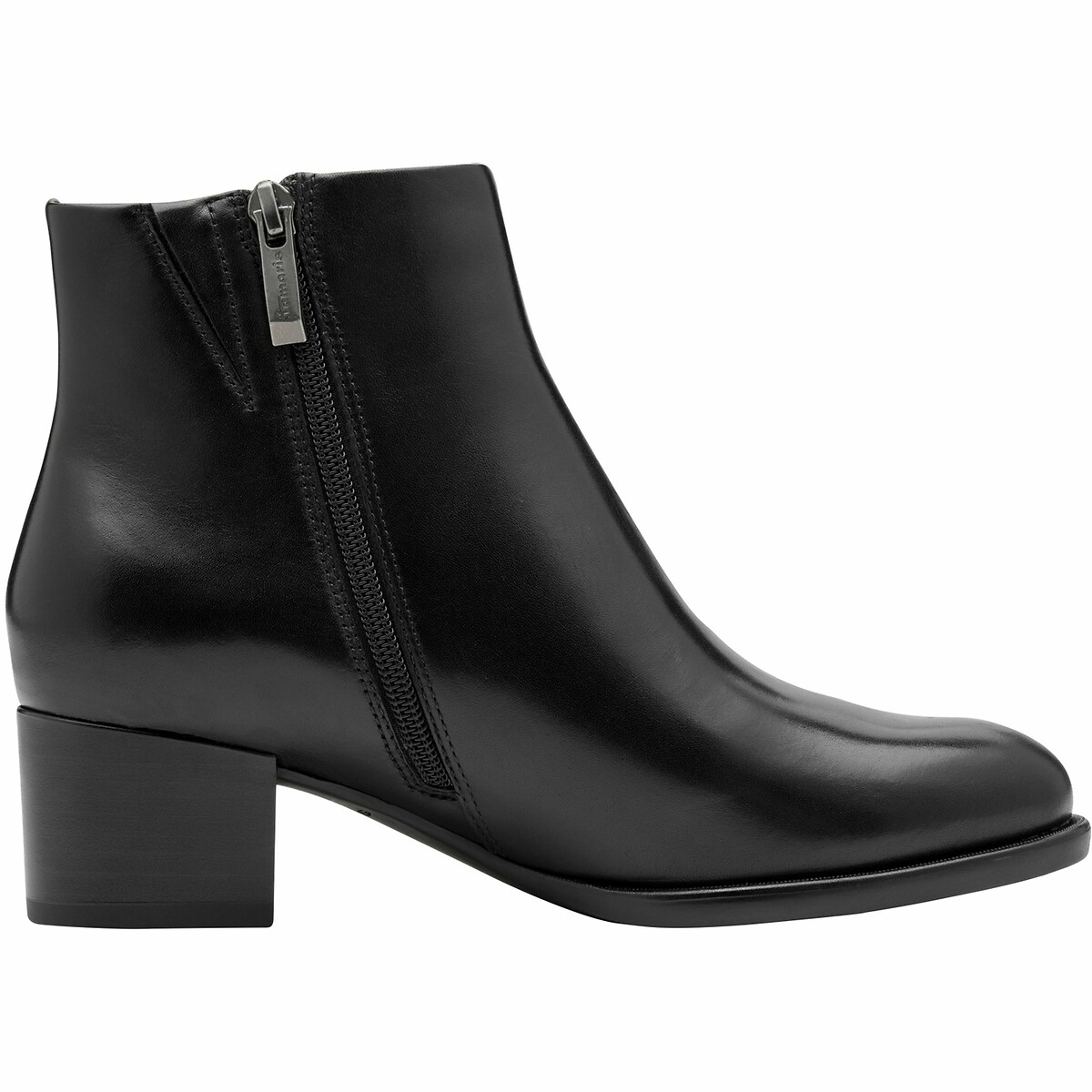 Leather Ankle Boots with Block Heel black, TAMARIS