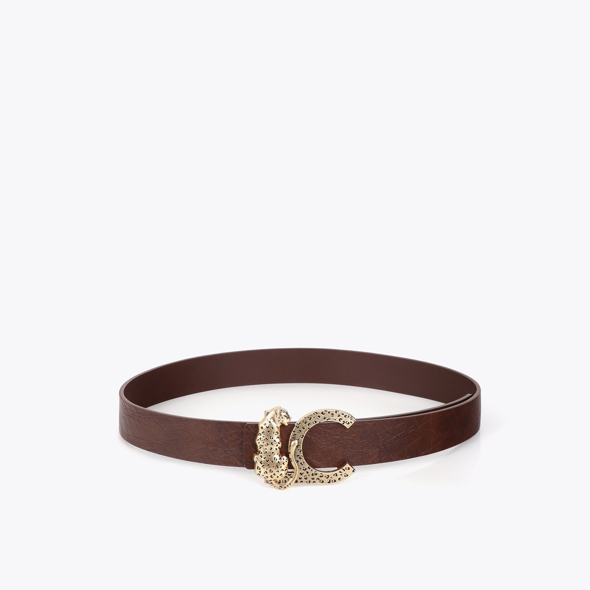 Ceinture à boucle léopard dorée marron, LOLA CASADEMUNT