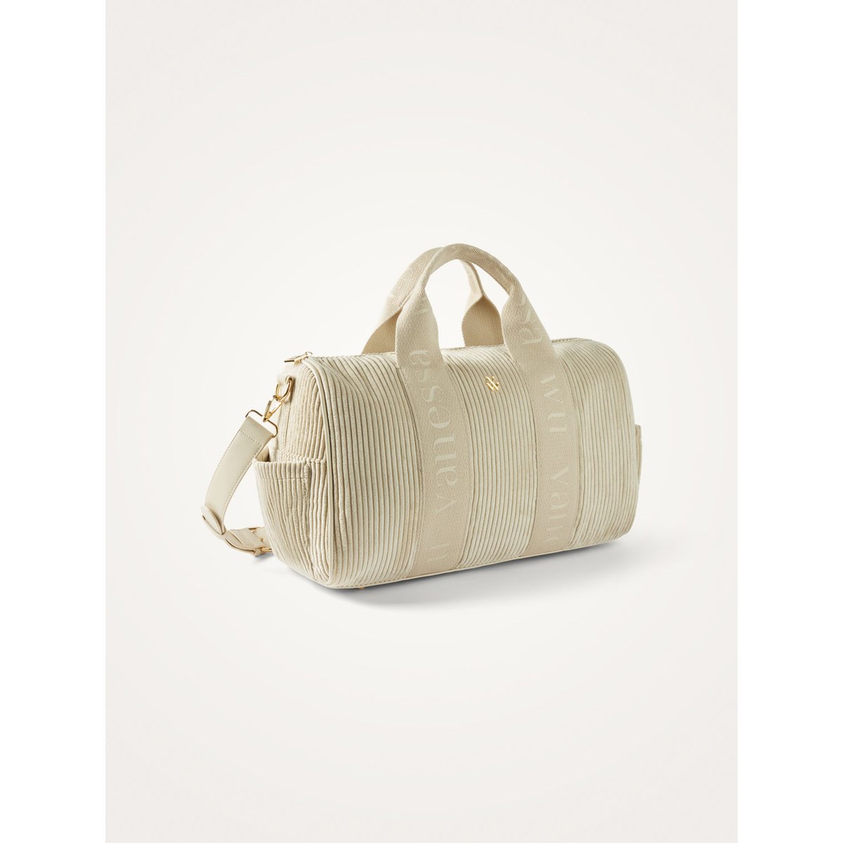 Sac week-end Adrienne en velours côtelé beige clair, VANESSA WU
