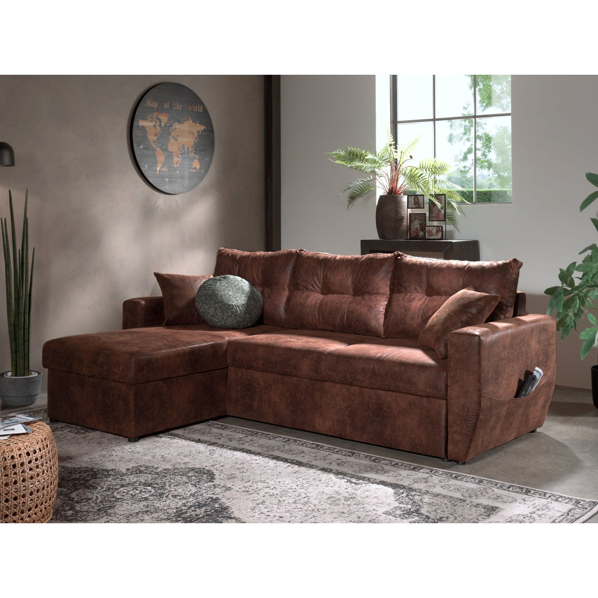 Canapé d'Angle Convertible 4 places - ASTORIA marron, BEST MOBILIER