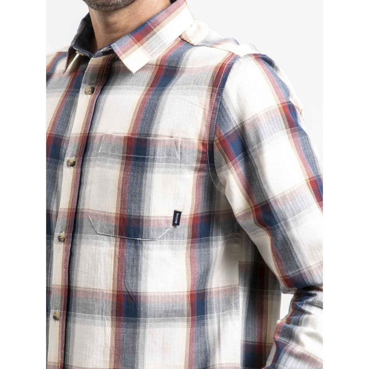 Chemise Manches Longues Carreaux Pur Coton Tobilet ecru, RITCHIE