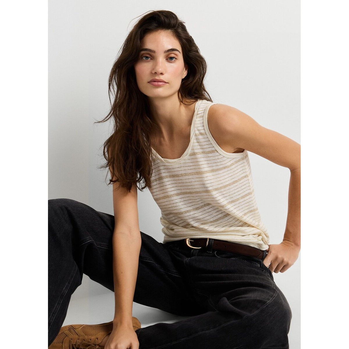 Débardeur rayé ecru, PEPE JEANS