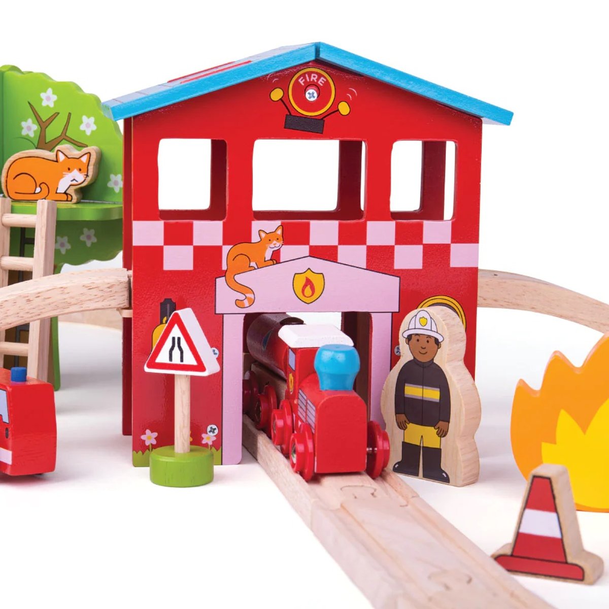 Circuit de train Caserne de pompiers rouge, BIGJIGS