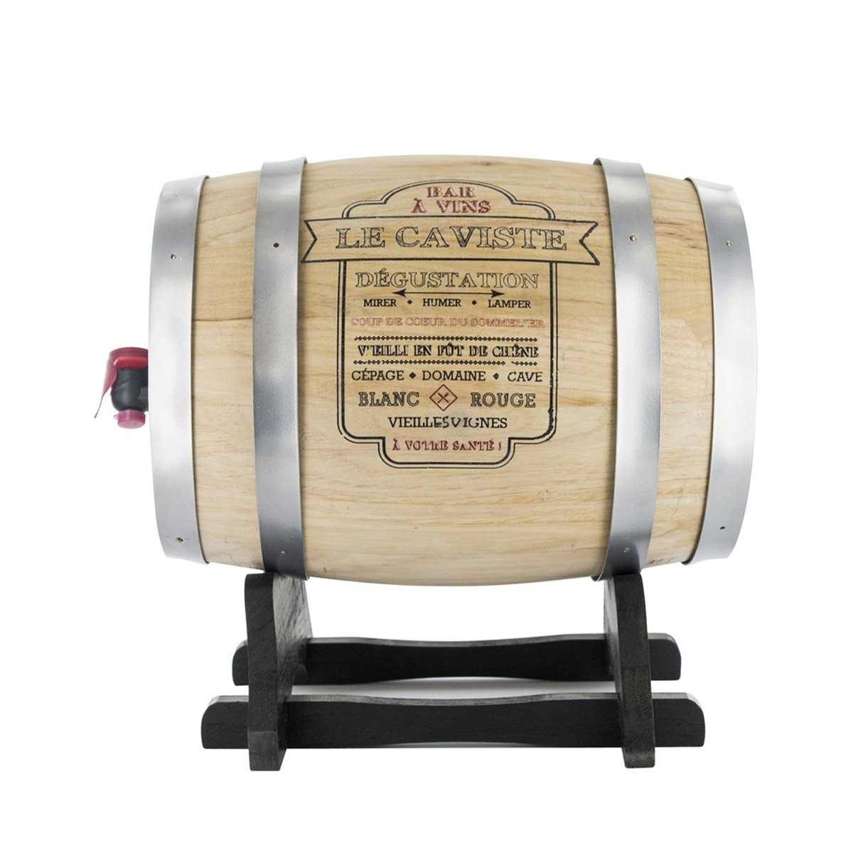Distributeur de vin tonneau en bois avec robinet BISTROT gris, THE HOME DECO FACTORY