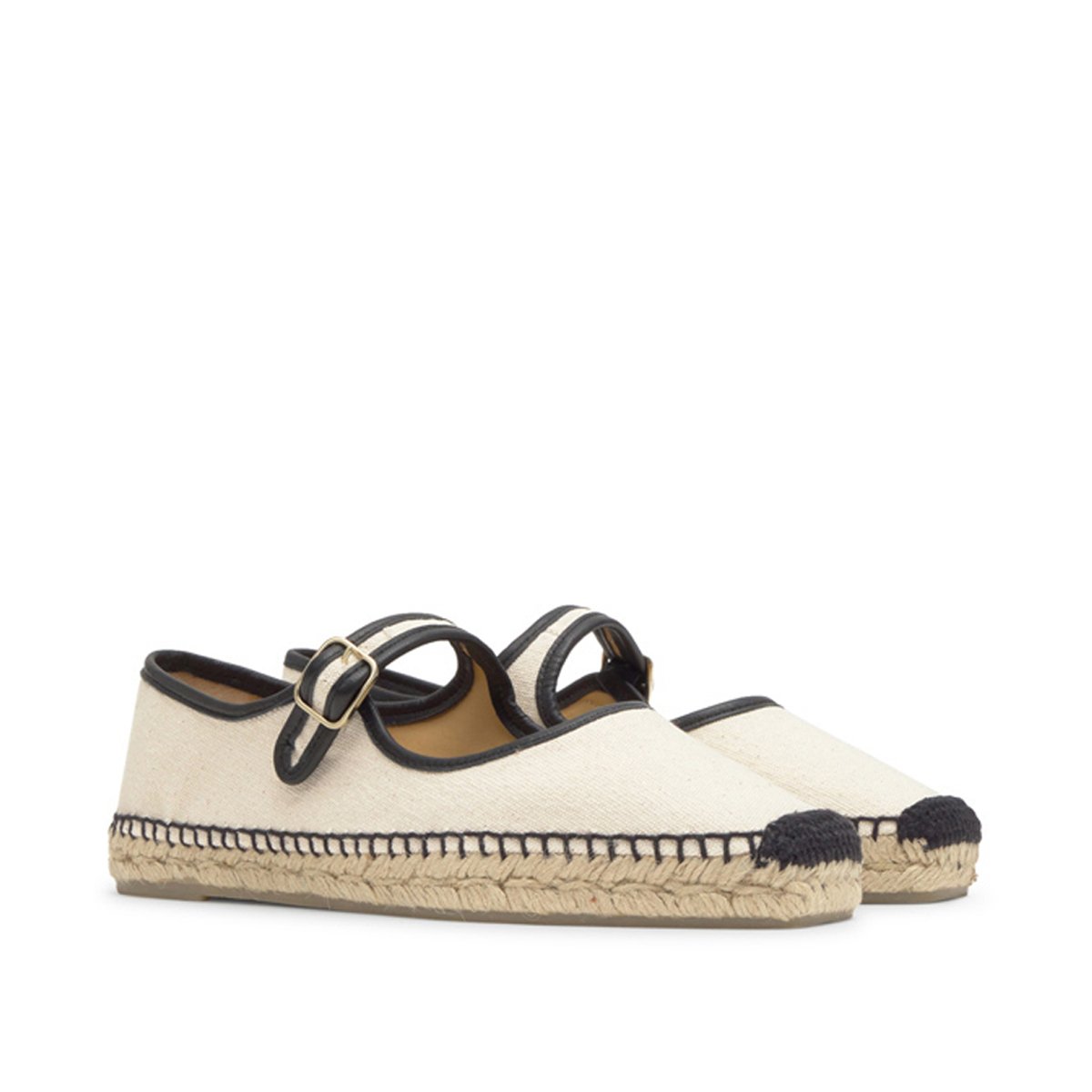 Espadrilles plates style Mary-Jane en coton PADUA PLATFORM crème, CASTANER