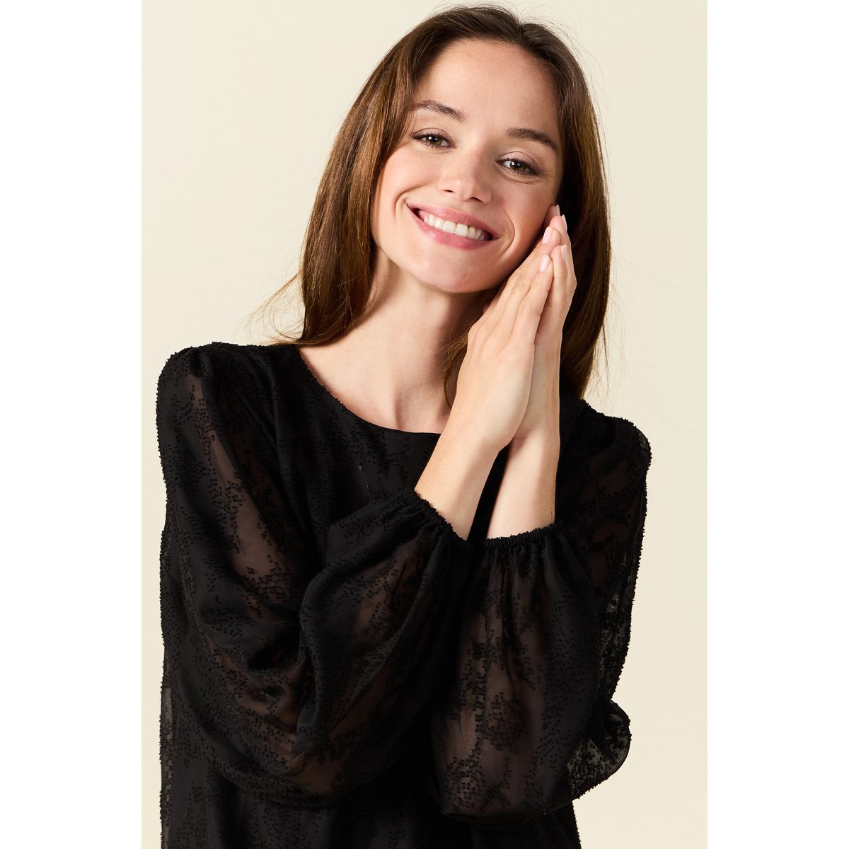 Robe droite manches longues noir, BONOBO