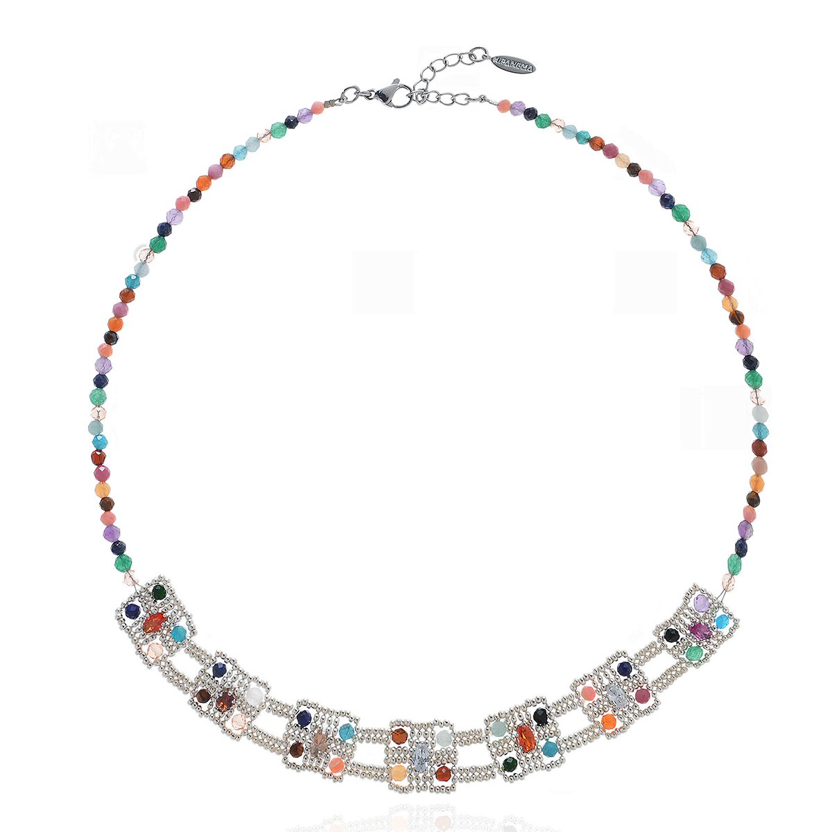 Collier de perles modules carrés MORPHOSE argenté, HIPANEMA