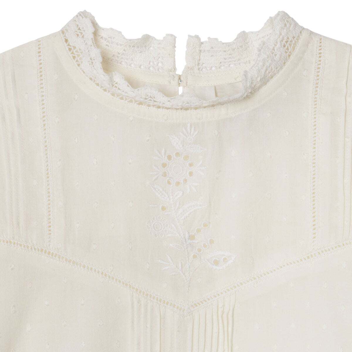 Blouse Avec Détails Brodés blanche mousse, PEPE JEANS