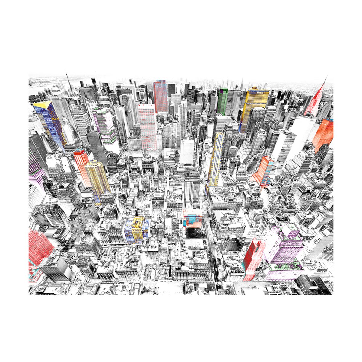 Papier peint intissé panoramique Ville et Architecture New York en bande dessinée noir, EDEN