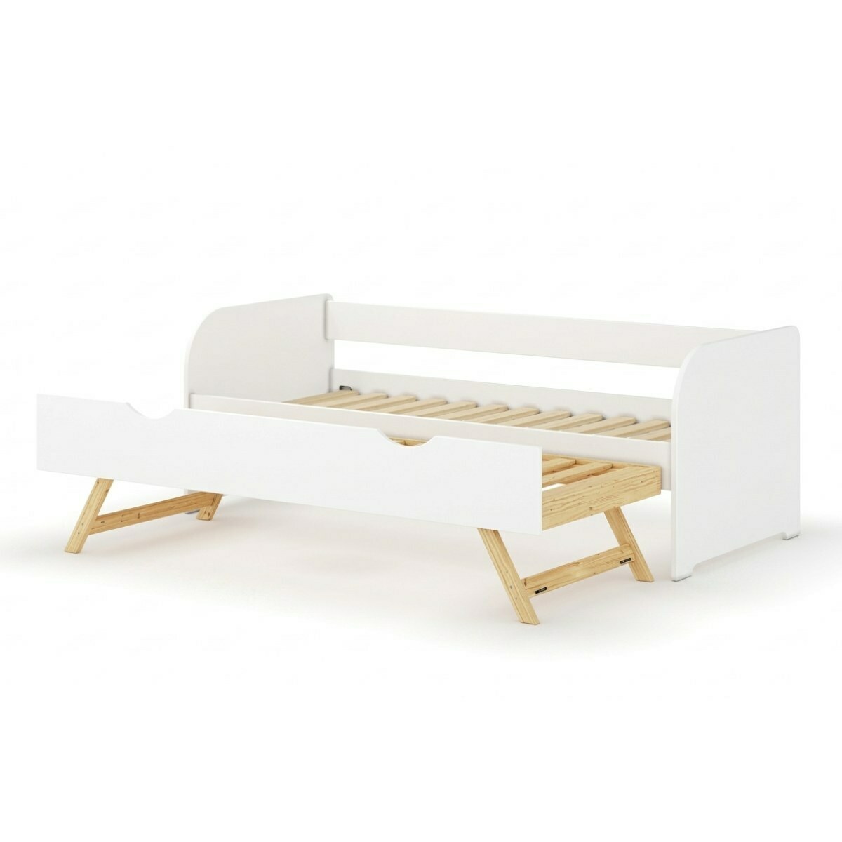 Lit banquette Gigogne Bois massif ZIRA blanc, AKITEN RETAIL